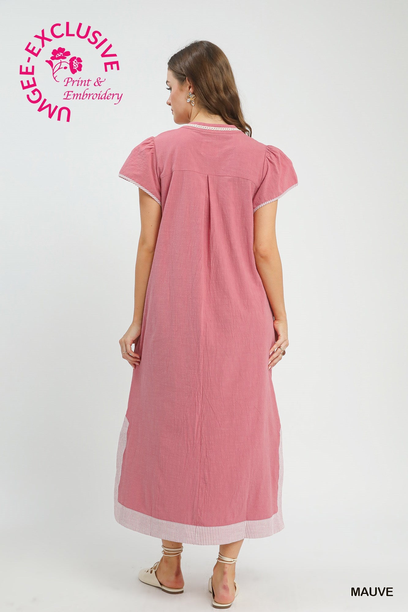 Abstract Applique Midi Dress