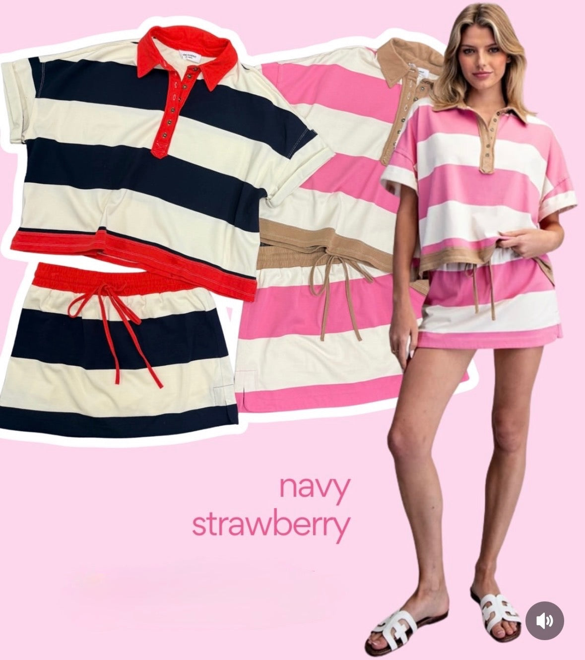 Striped Contrasting Polo Top