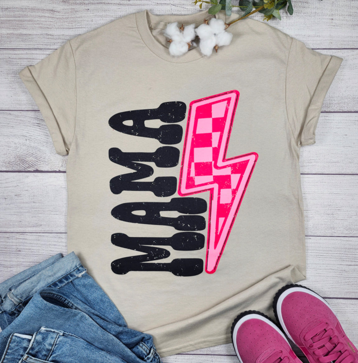 Mama Checked Bolt Krazy Deal Tee