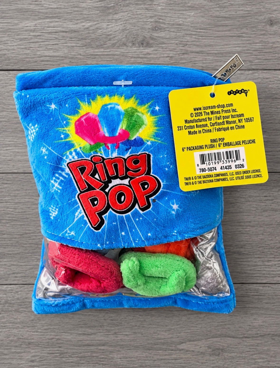 6" Ring Pop Packaging Fleece Plush