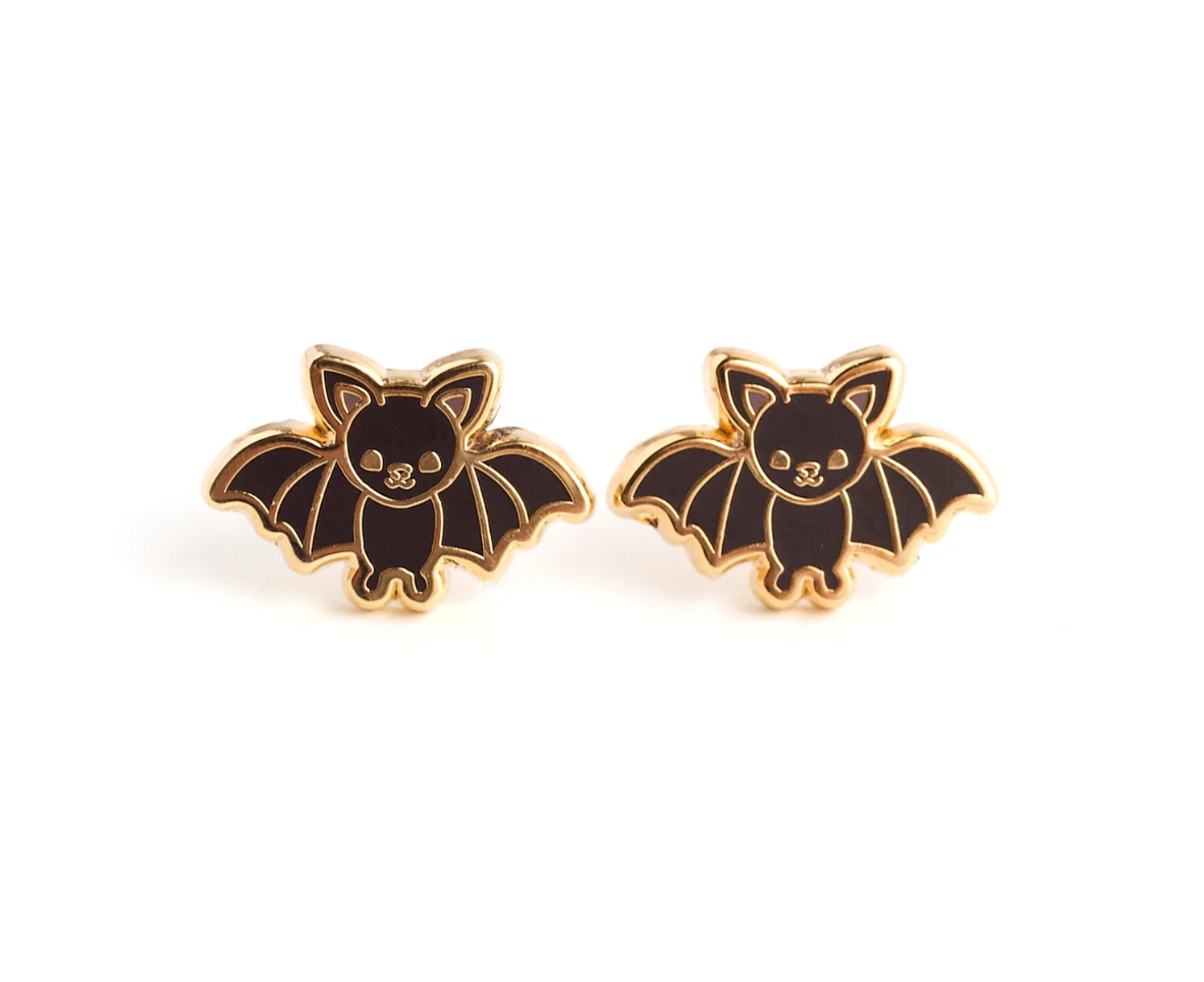 Bitty Bat Enamel Earrings