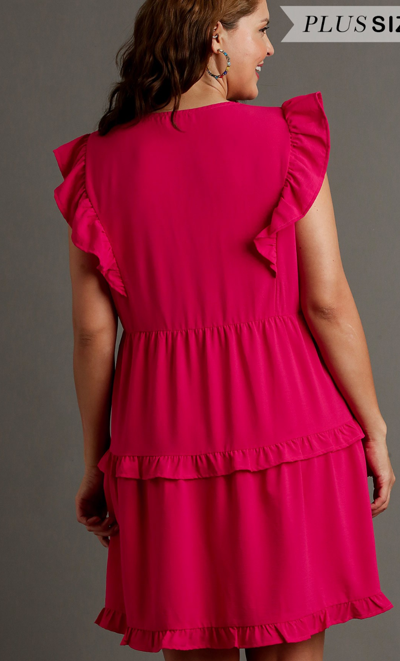 Ruffle Tiered V-Neck Dress