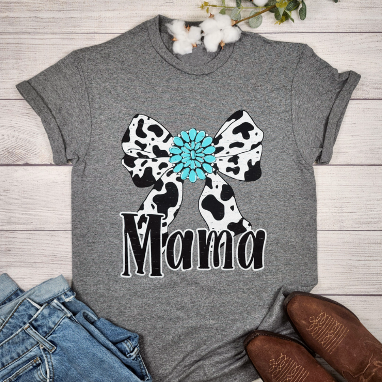 Mama Cowprint Concho Tee