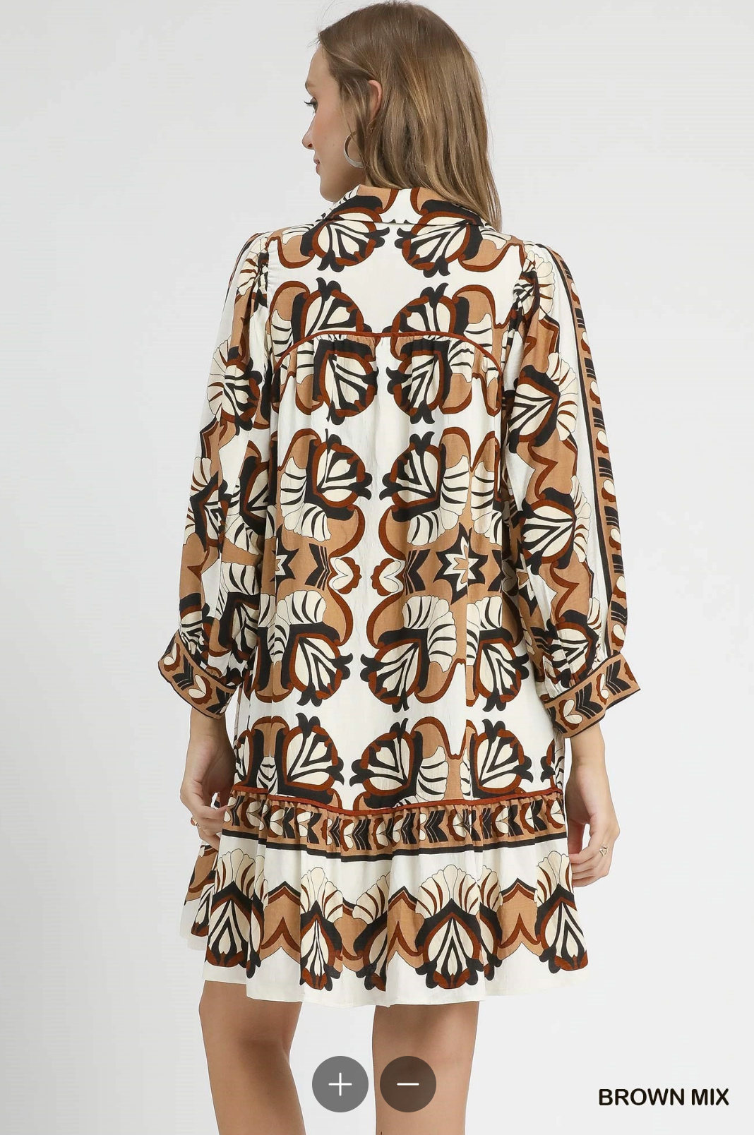 Border Print Tiered Mini Dress