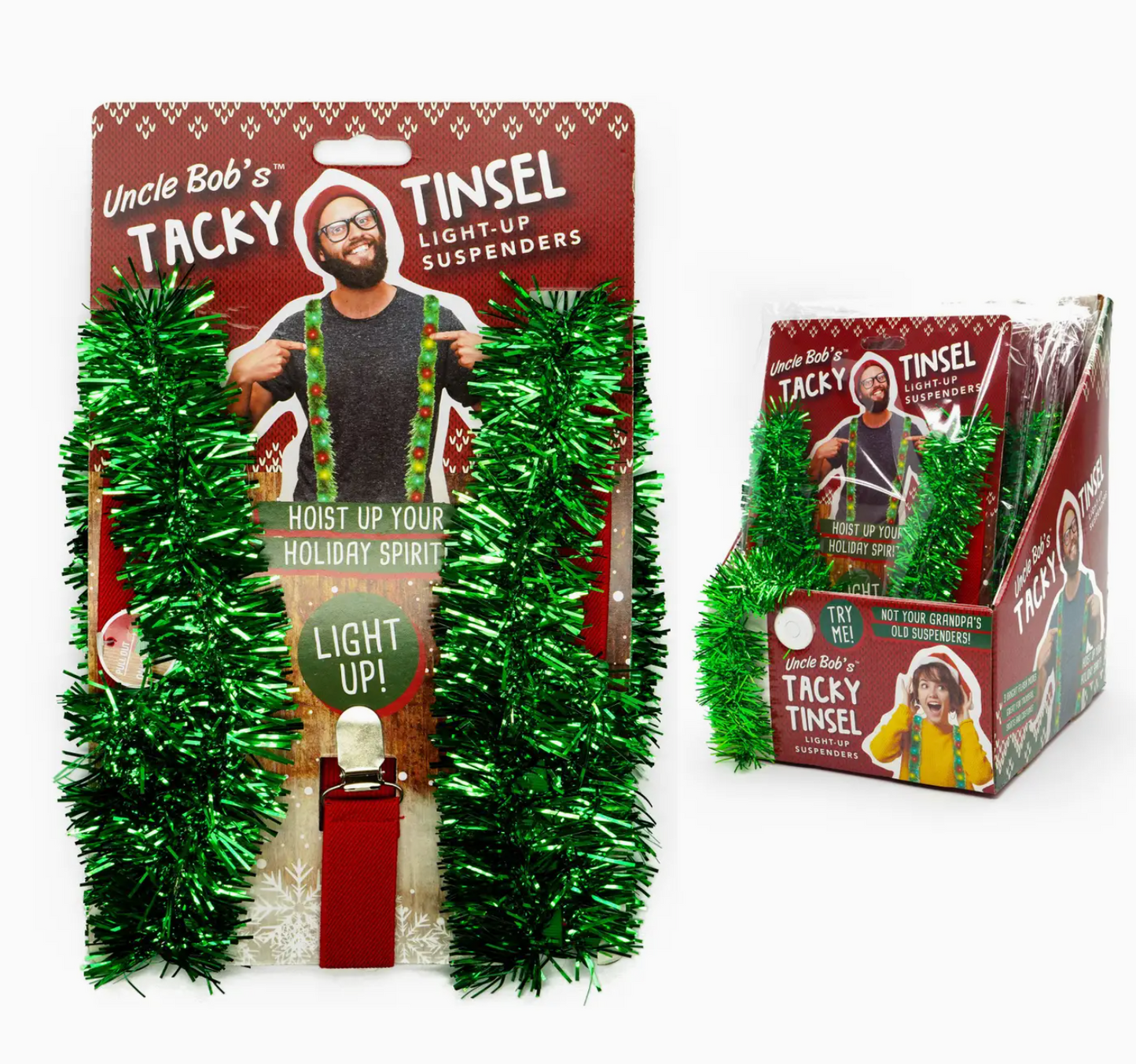Uncle Bob's Tacky Tinsel Light-Up Suspenders
