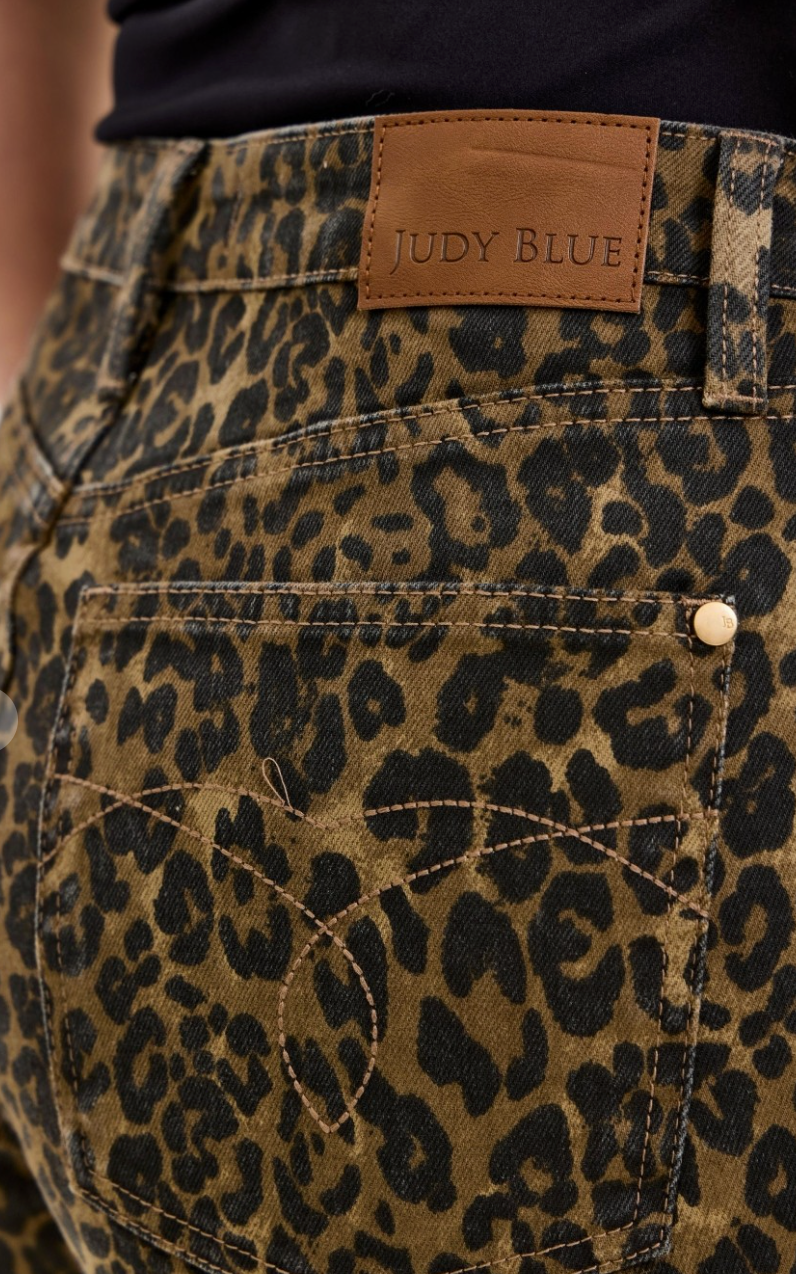 High Waist Cut Off Leopard Print Short by Judy Blue