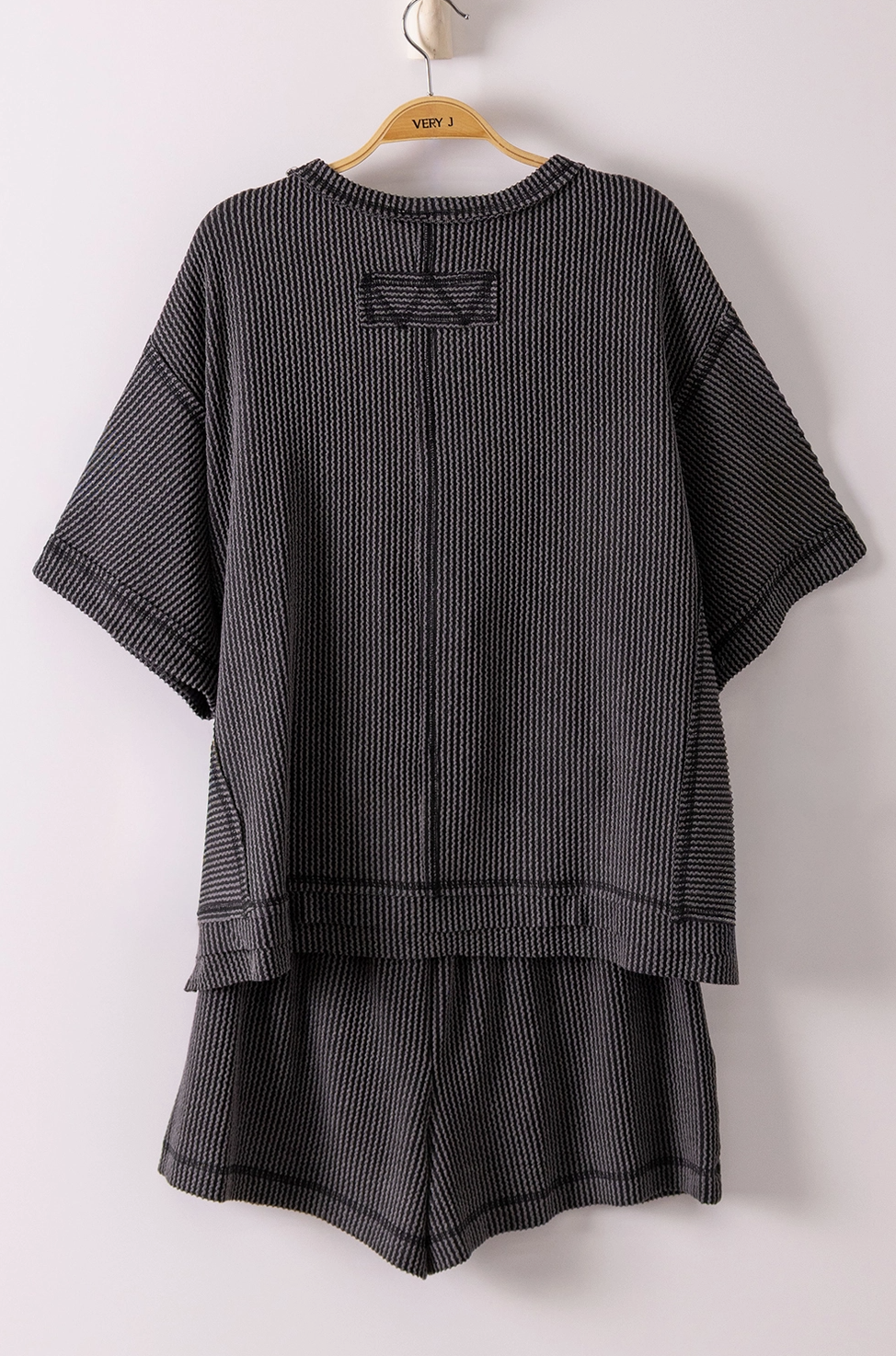 Ribbed Knit Comfy Top & Shorts Set