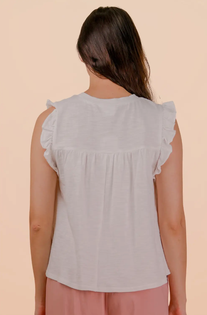 Ruffle Detail Solid Knit Top