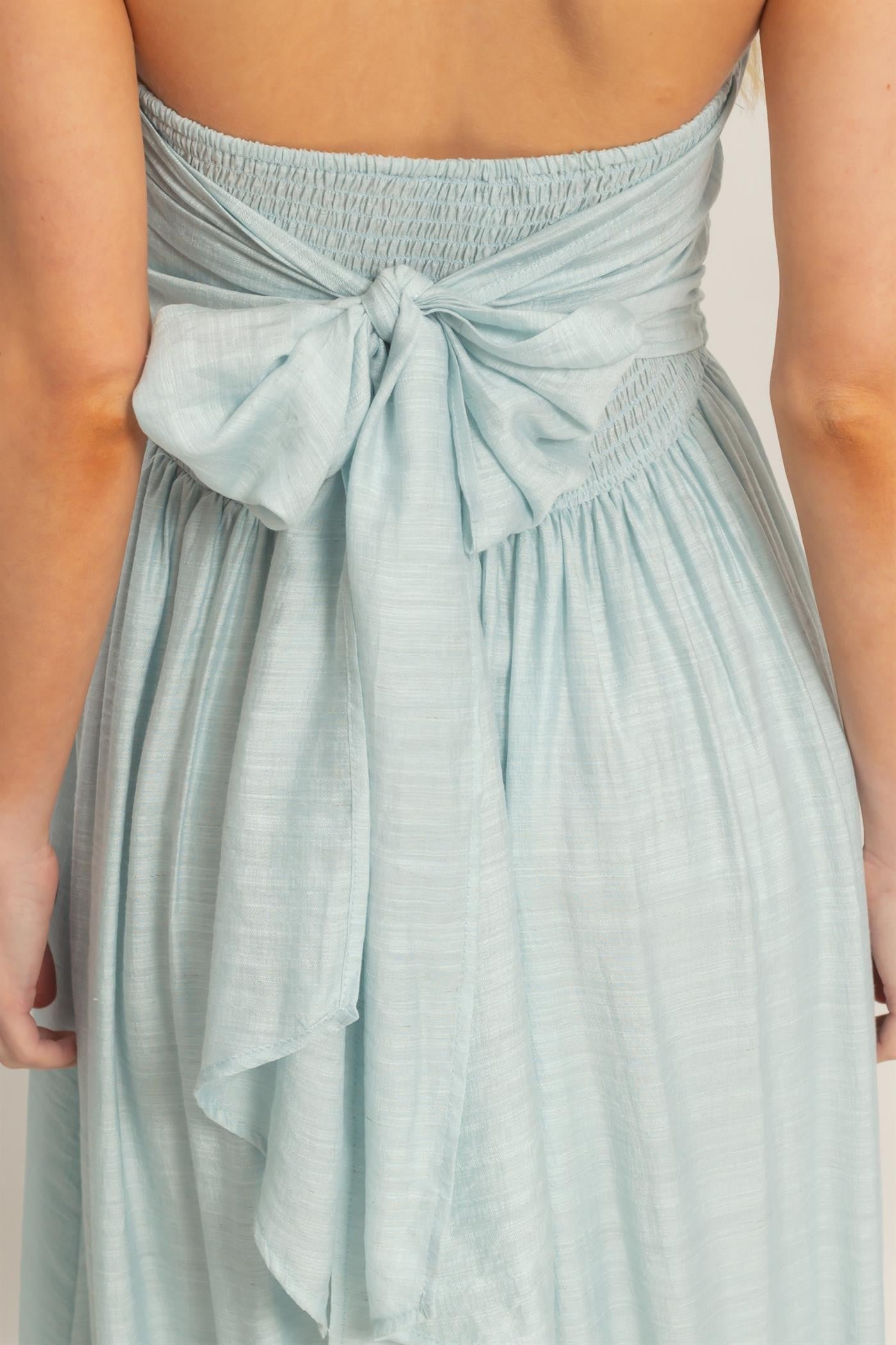 Strapless Tie-back Smocked Dress