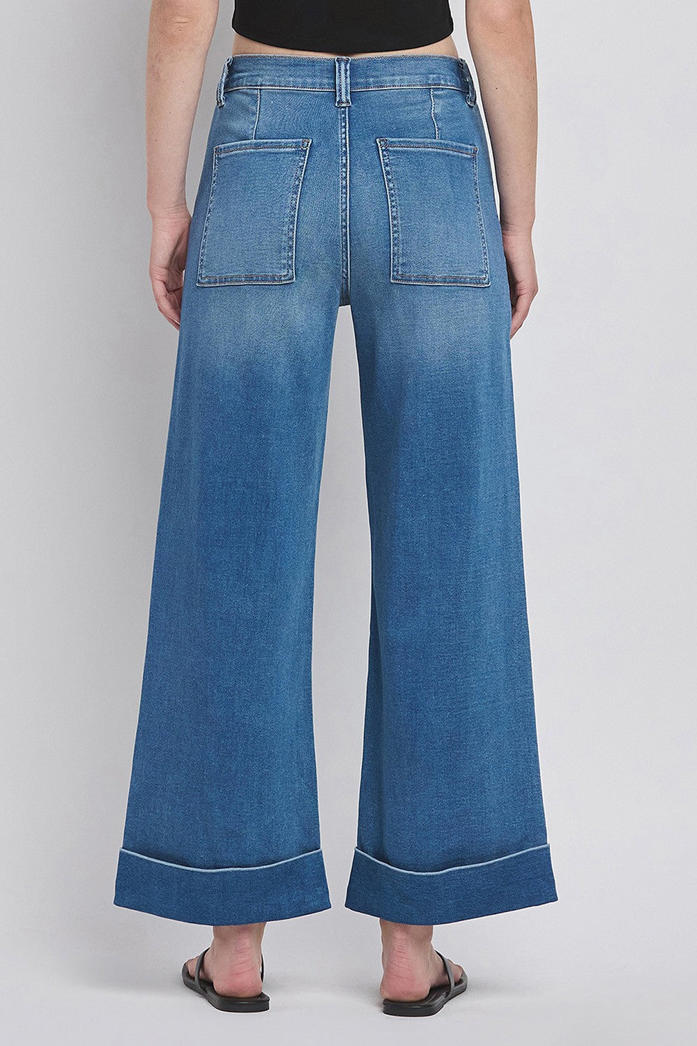 Enviably High Rise Double Cuffed Baggy Wide Jeans