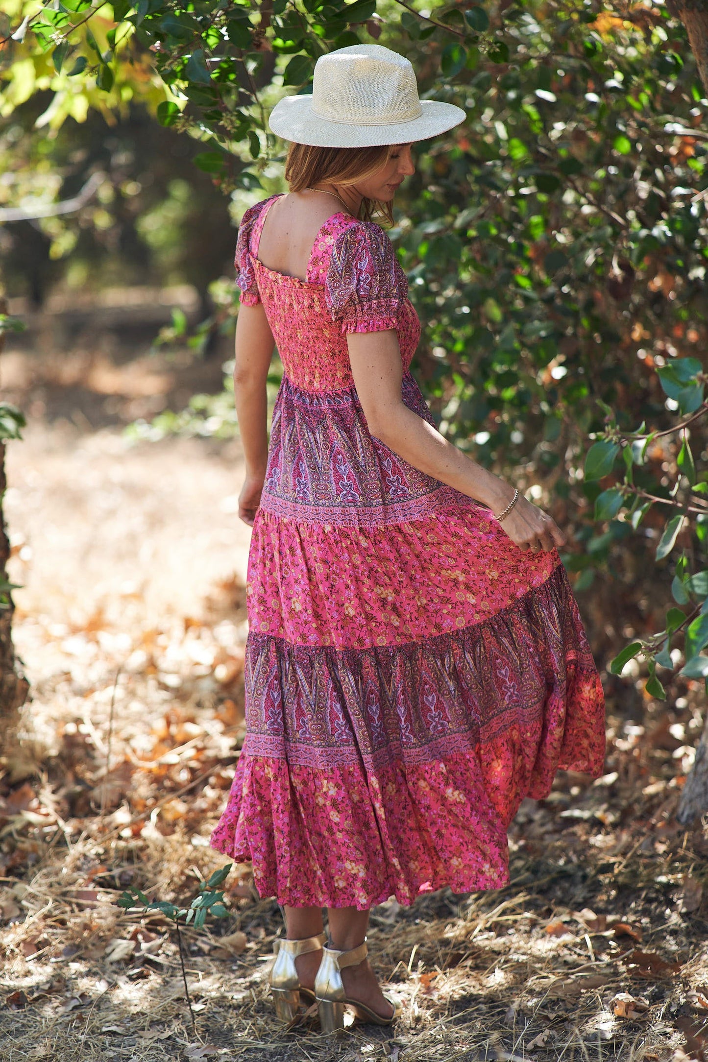 Floral Multi Print Smocked Tiered Maxi Dress