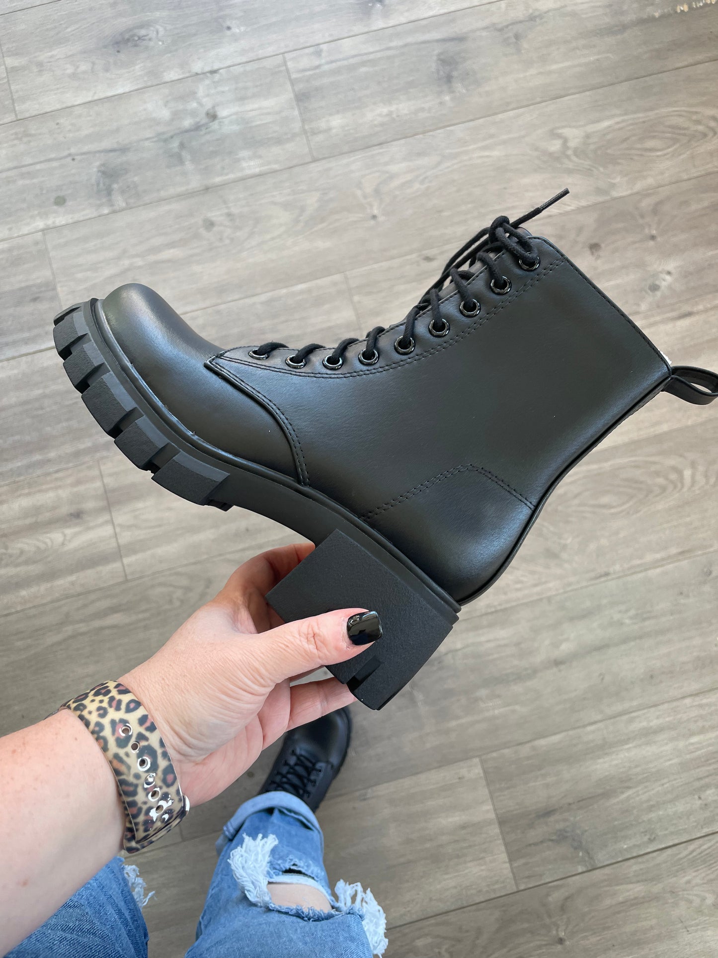 Black Platform Combat Boots