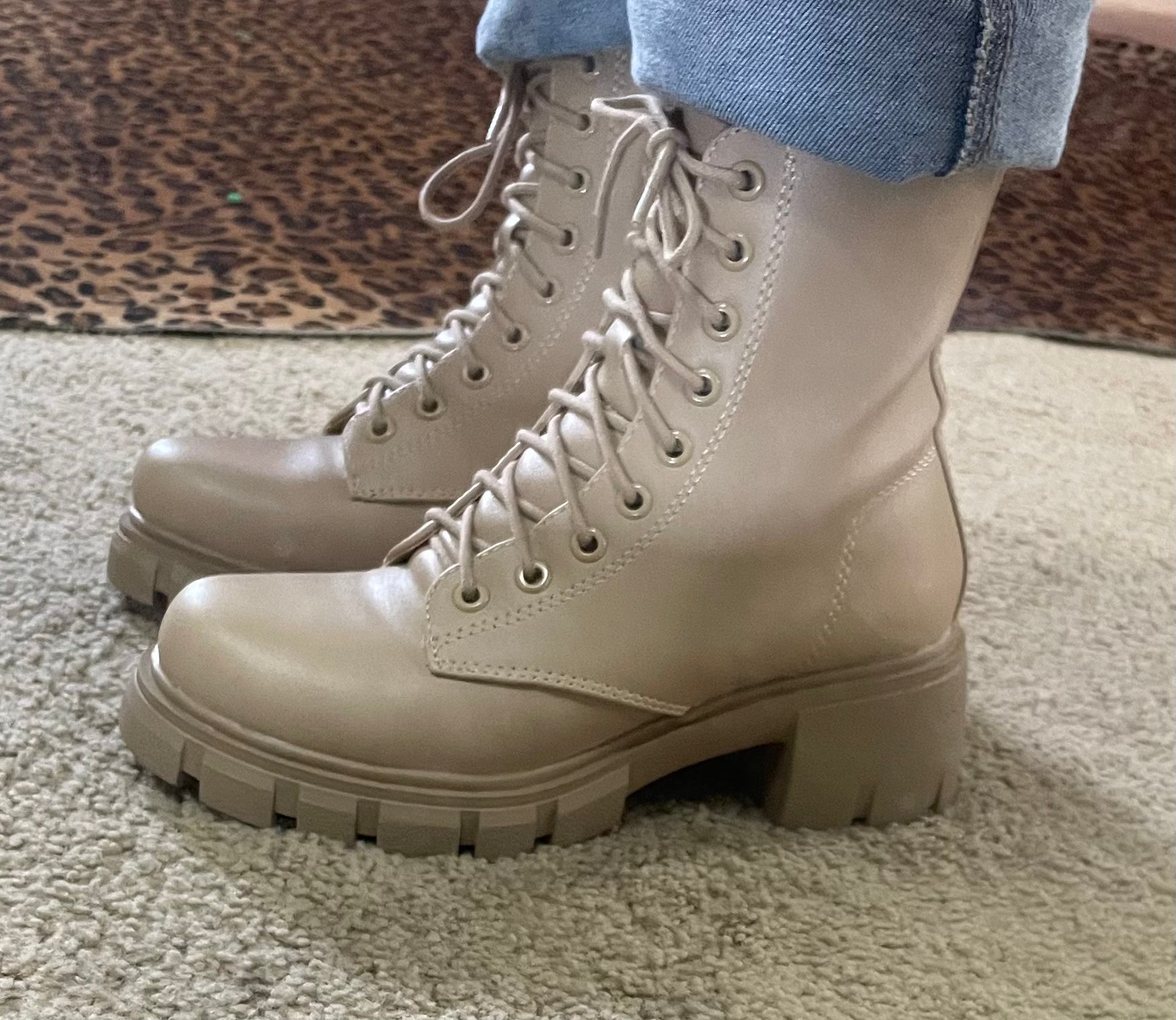 Taupe combat boots clearance