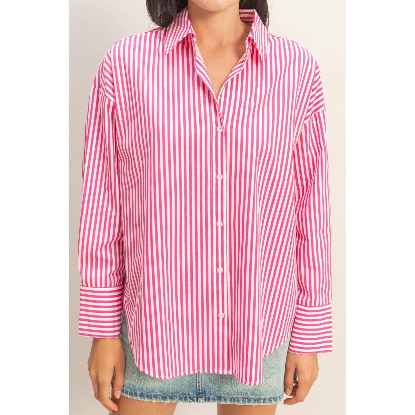 Striped Button-Up Poplin Shirt
