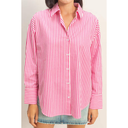 Striped Button-Up Poplin Shirt