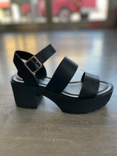 Black Wide Strap Chunky Platform