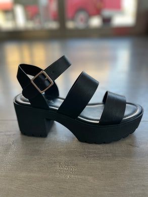 Black Wide Strap Chunky Platform