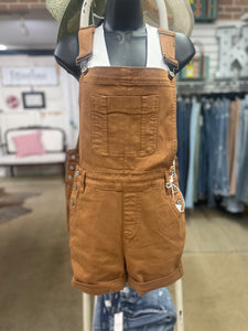 Brown Garment dyed Overall Shorts