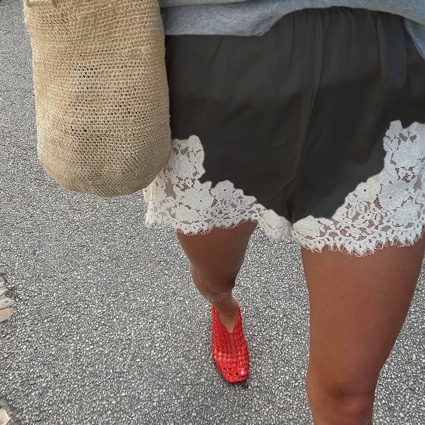 Lightweight Lace Trim Relaxed Fit Boxer Shorts