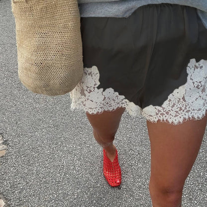 Lightweight Lace Trim Relaxed Fit Boxer Shorts