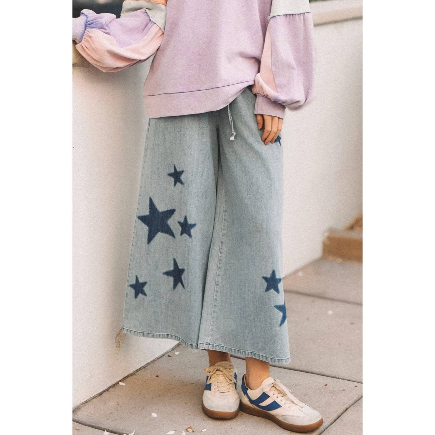 Starry Wide-Leg Denim Pants