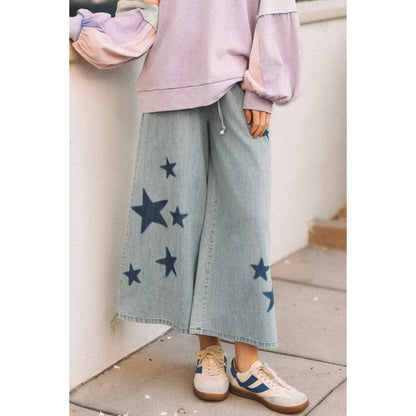 Starry Wide-Leg Denim Pants