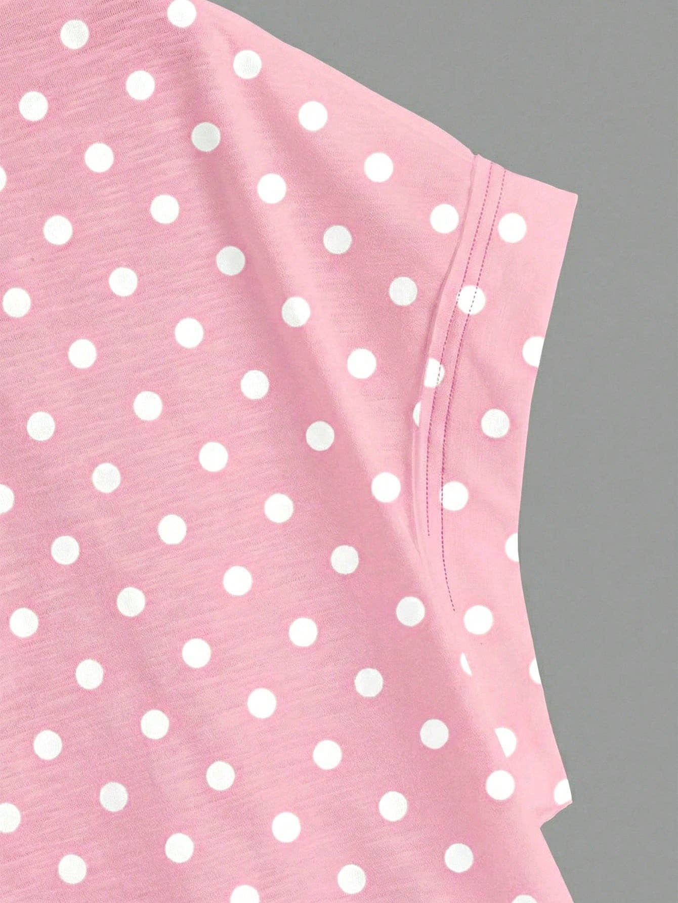 Polka Dots Wrapped Cutout Back Slouchy Tee Workout Shirt