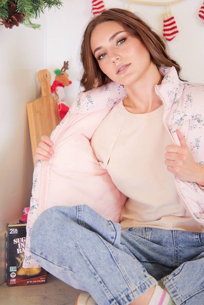 Front Bow Ruffle Sleeve Puffer Vest