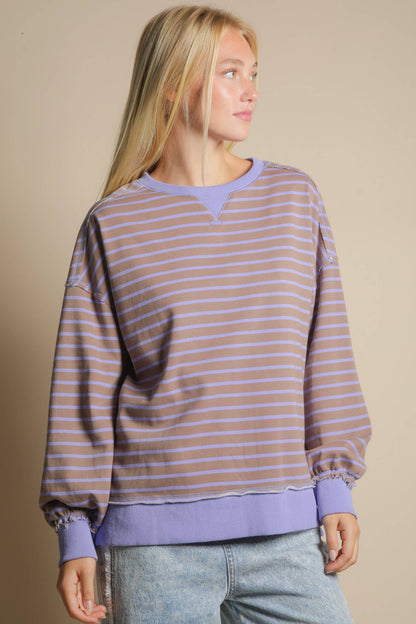 Stripe Comfy Casual Oversized Knit Top