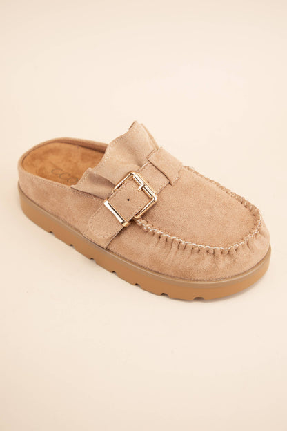 Effy Ruffle Slip On Moccasin Mule