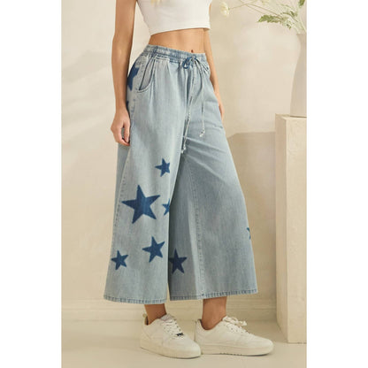 Starry Wide-Leg Denim Pants