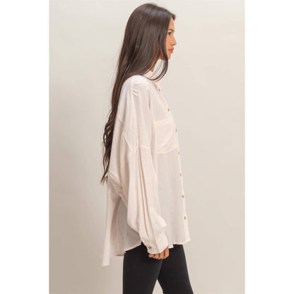 Oversized Striped Button-Up Shirt