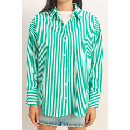 Striped Button-Up Poplin Shirt
