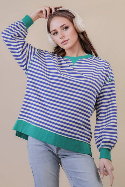Stripe Comfy Casual Oversized Knit Top