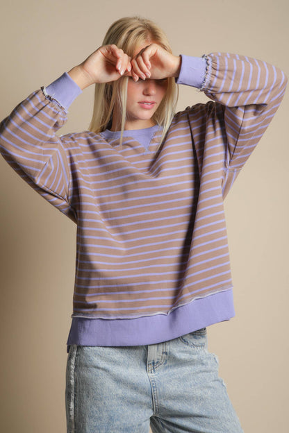 Stripe Comfy Casual Oversized Knit Top