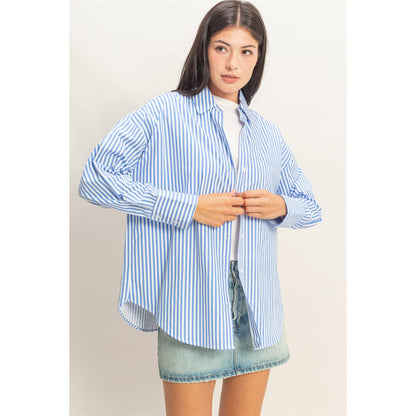 Striped Button-Up Poplin Shirt