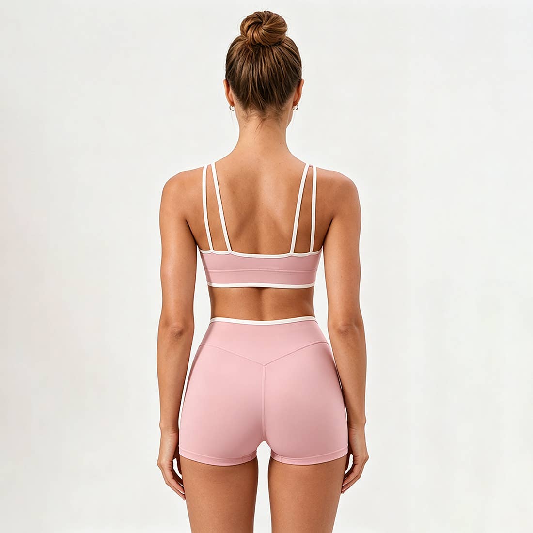 Women's U-Neck Color Clash Bra And Shorts Two Piece Sets