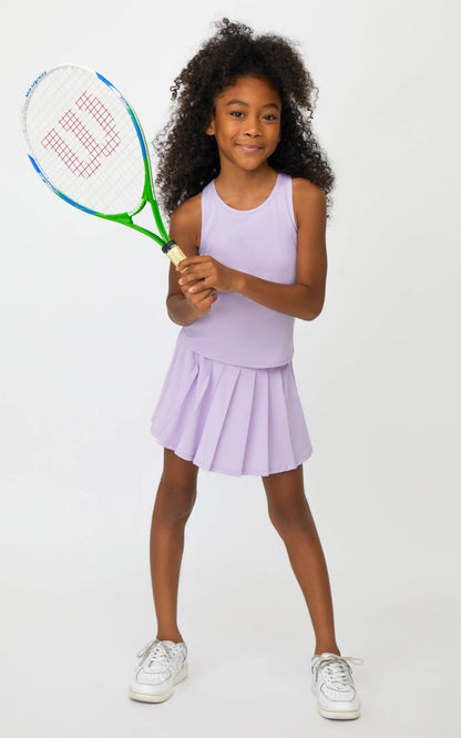 Girls Racerback Shelf Bra Tank and Pleated Tennis Skort