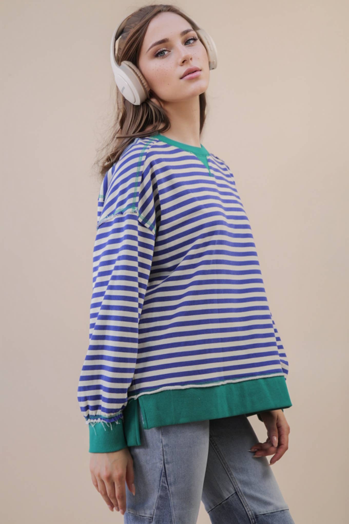 Stripe Comfy Casual Oversized Knit Top