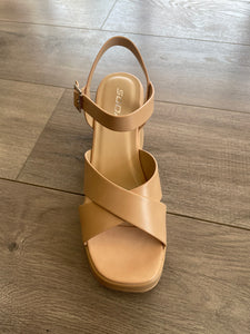 Nude Crisscross Platform Sandal