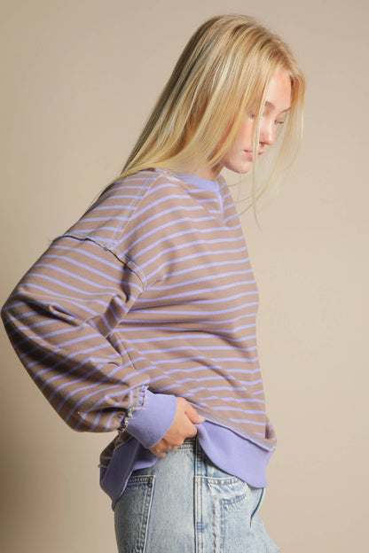 Stripe Comfy Casual Oversized Knit Top