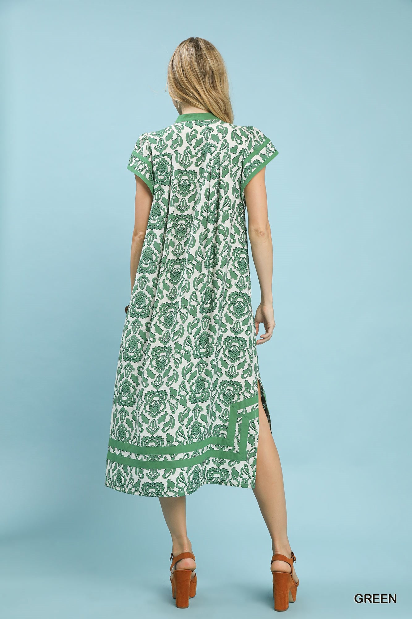 Abstract Two Tone Print Midi Dress