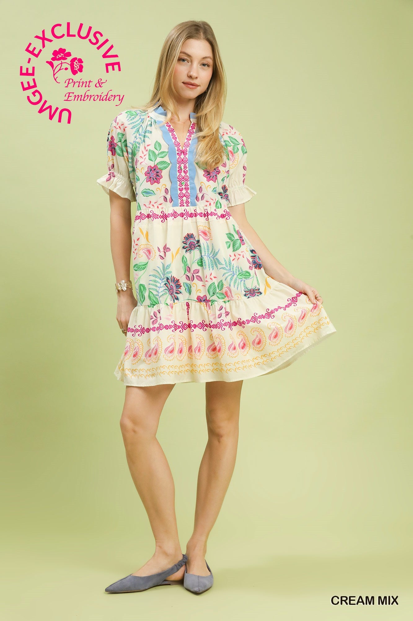 Mix Print Mini Dress
