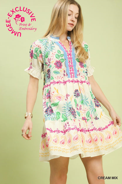 Mix Print Mini Dress