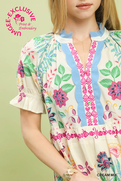 Mix Print Mini Dress