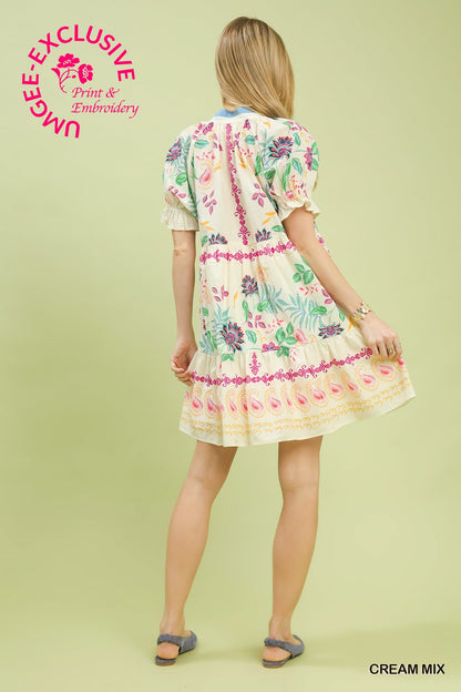 Mix Print Mini Dress