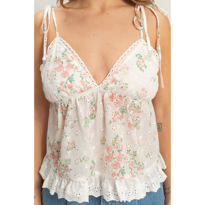Floral Lace Trim Camisole