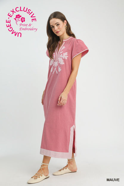Abstract Applique Midi Dress