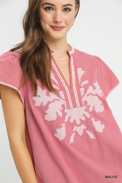 Abstract Applique Midi Dress