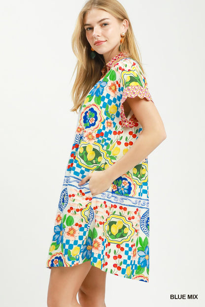 Mediterranean Print Dress